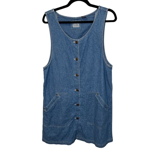 VTG Liz Authentic Denim Sleeveless Jumper Dress Size Medium Cottagecore Western - Picture 1 of 6